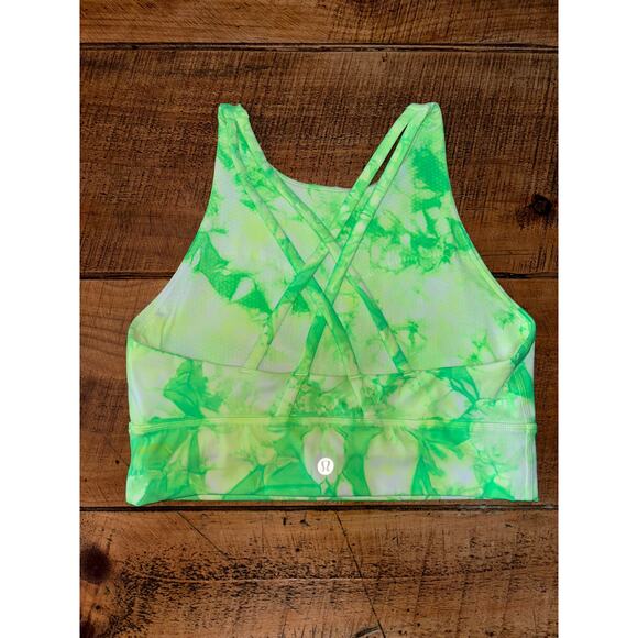 Lululemon Womens Energy Bra Shibori Green Tie Dye Sports Bra Size‎ 8 No Pads - Picture 2 of 5